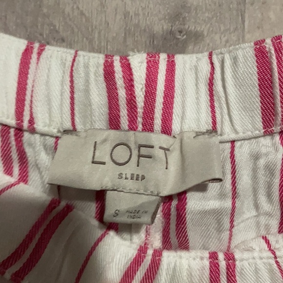 LOFT Pink Flare Striped Pajama Set Small Shorts/ Medium Shirt NEW - Picture 7 of 10